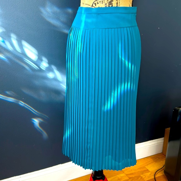 JCrew Petite Pleated Midi Skirt in Teal BNWT - Picture 1 of 3